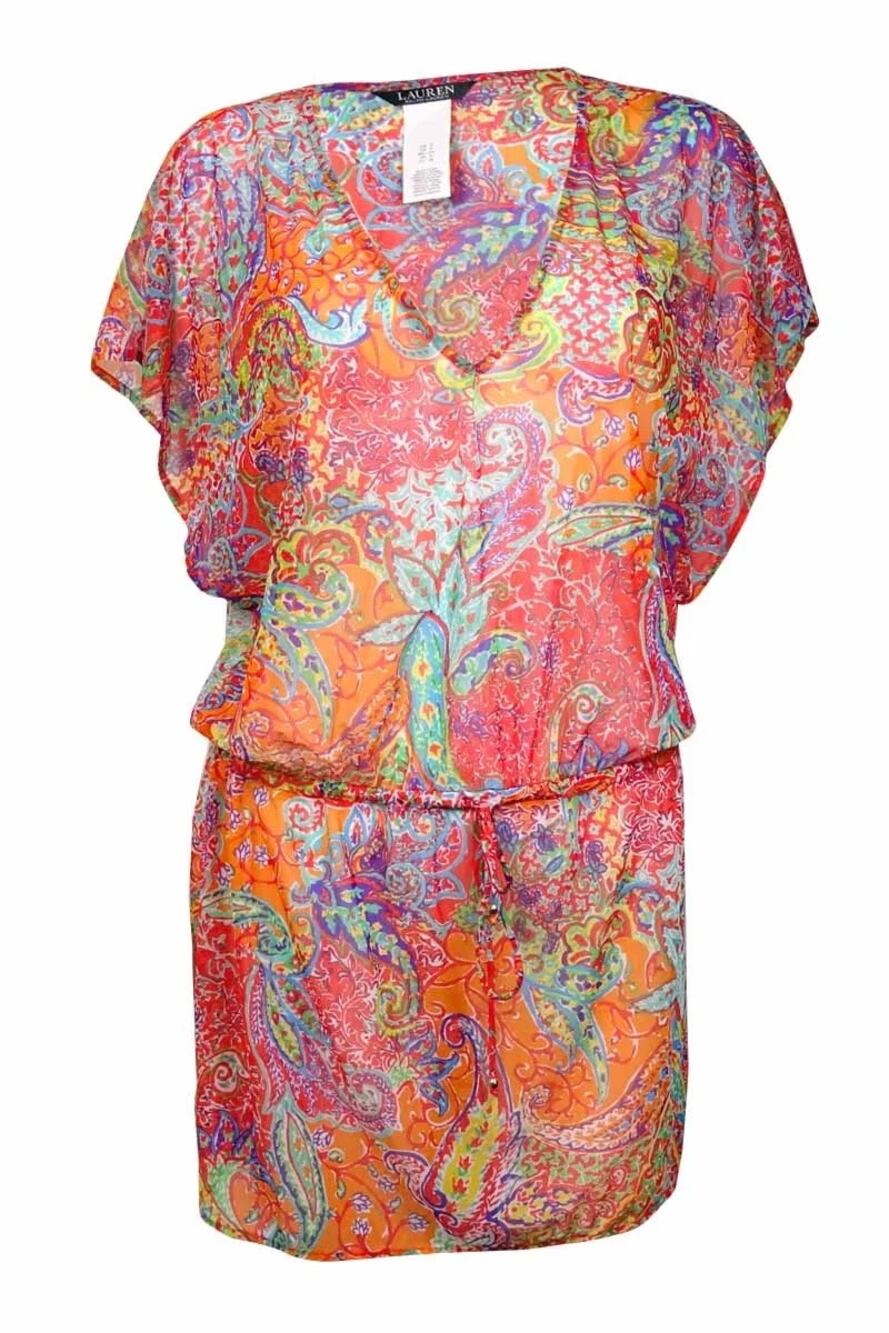 Lauren Ralph Lauren‎ Women's Vneck Paisley Mesh Swim Cover Up